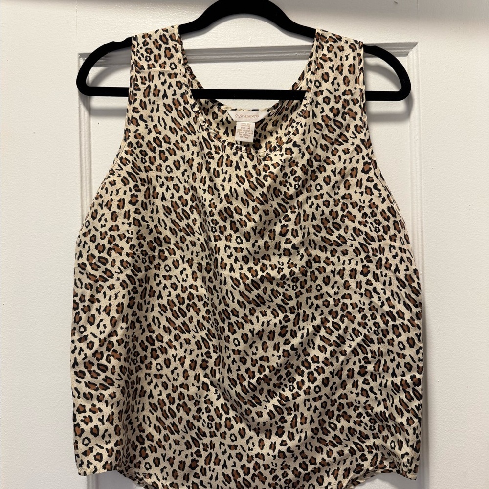 100%‎ Silk Leopard Print Sleeveless Top